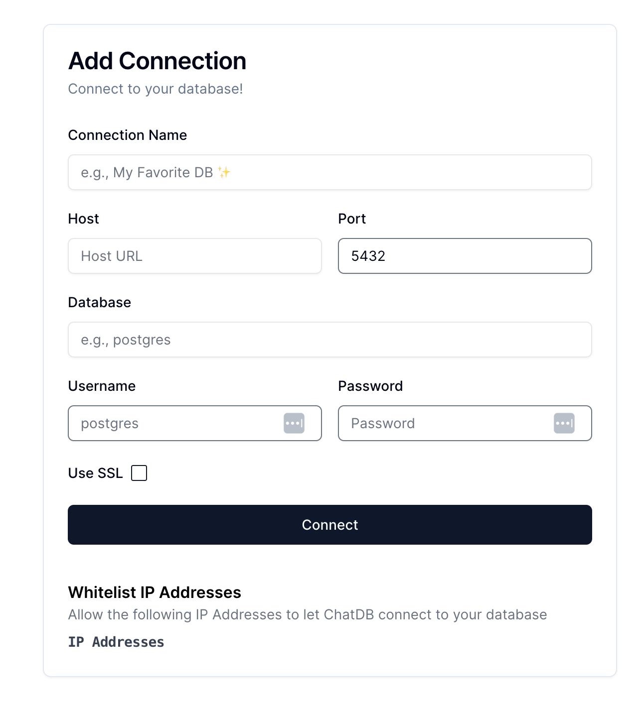 ChatDB Connection UI