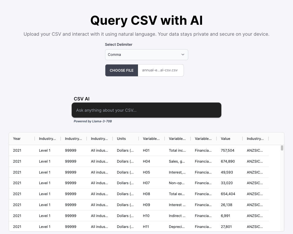 Cover Image for CSV AI: Querying CSV files with AI and natural language