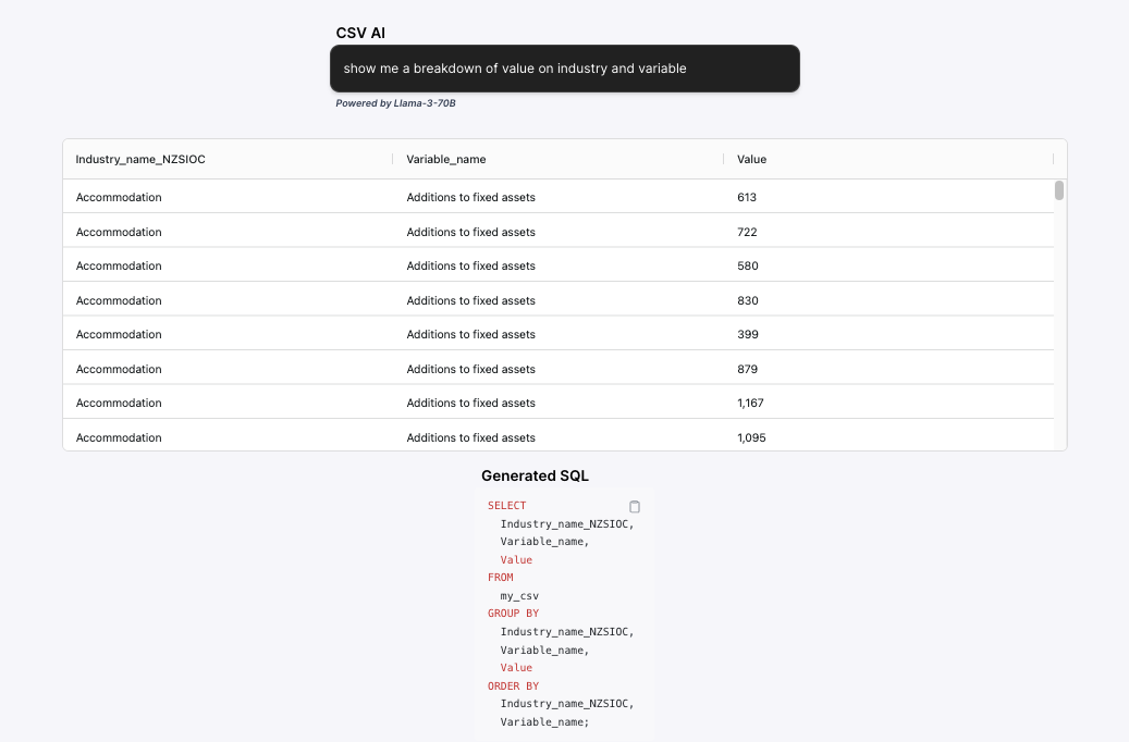 CSV AI Query